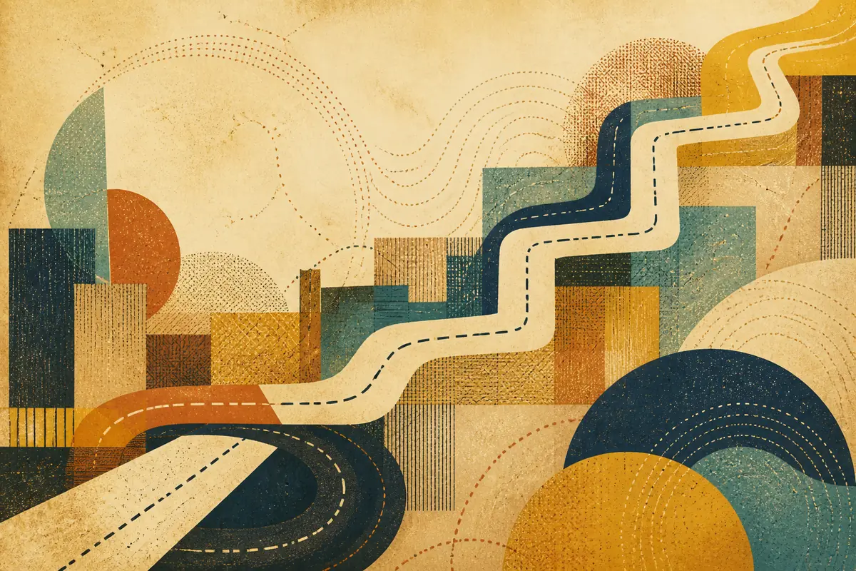 Abstract illustrated map composition for Derry, United States