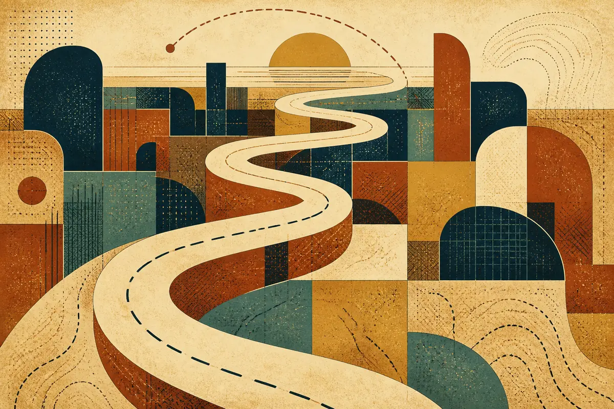 Abstract illustrated map composition for Des Moines, United States