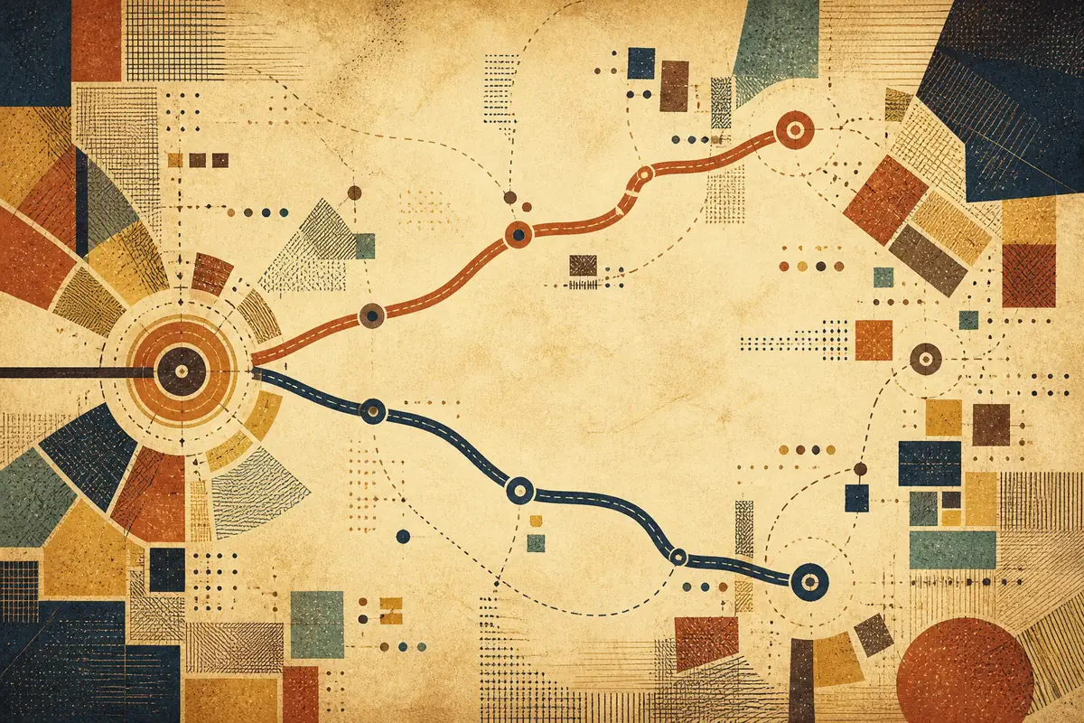 Abstract illustrated map composition for Des Plaines, United States