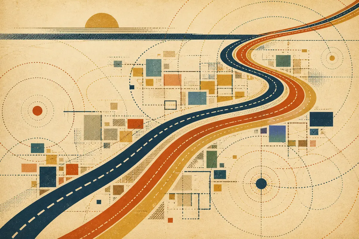Abstract illustrated map composition for Diamond Bar, United States
