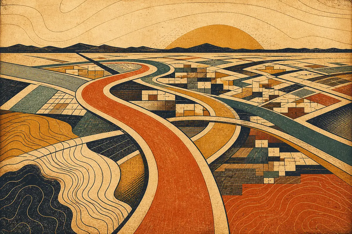 Abstract illustrated map composition for Doral, United States