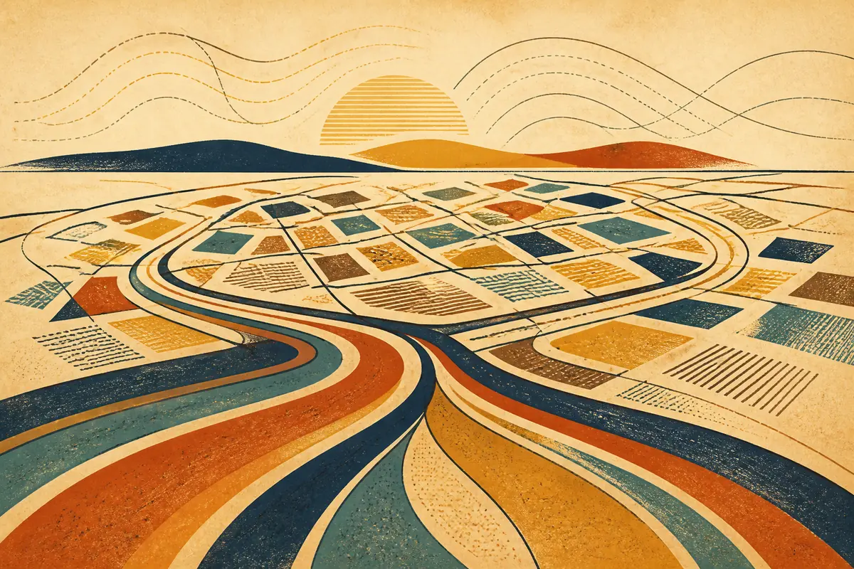 Abstract illustrated map composition for Dothan, United States