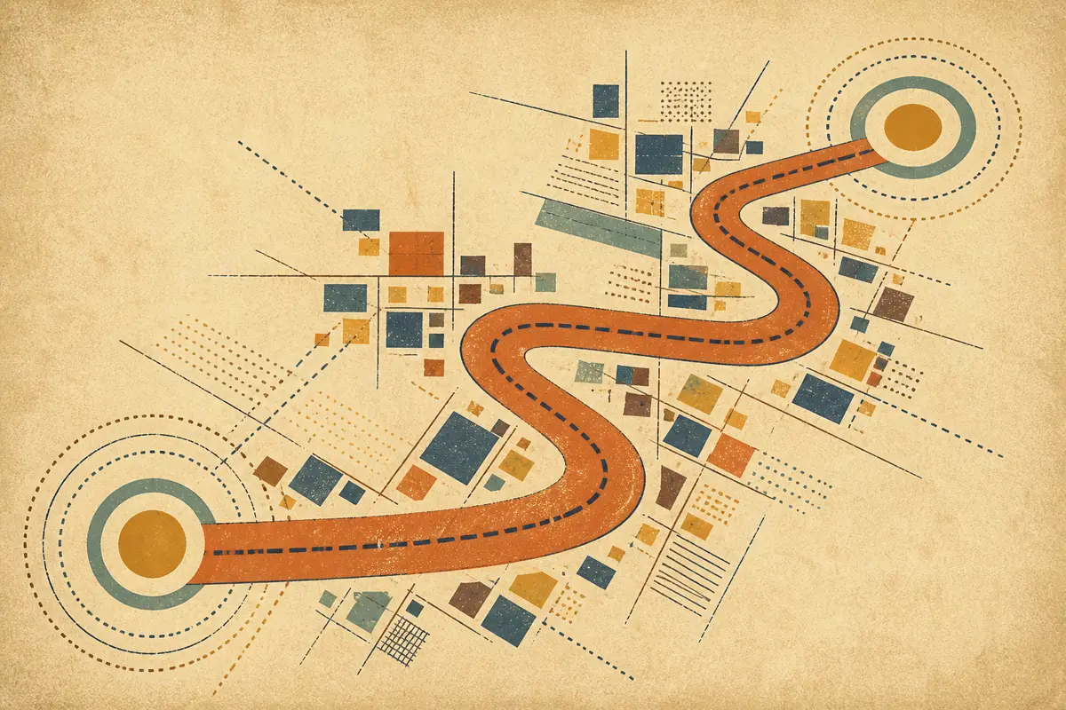 Abstract illustrated map composition for Downers Grove, United States