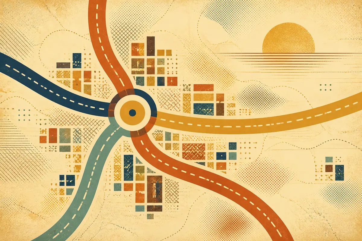 Abstract illustrated map composition for Drexel Hill, United States