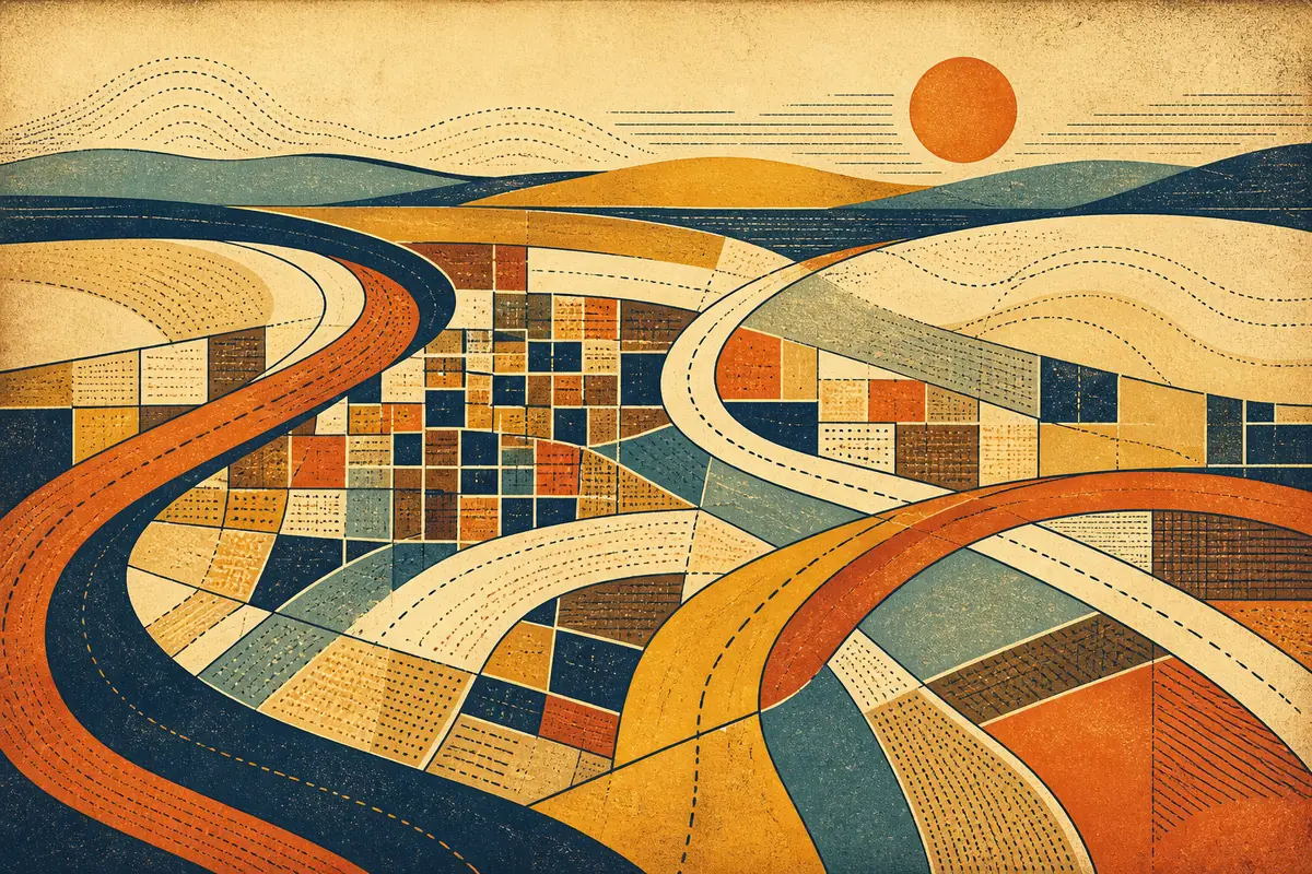 Abstract illustrated map composition for Dubuque, United States