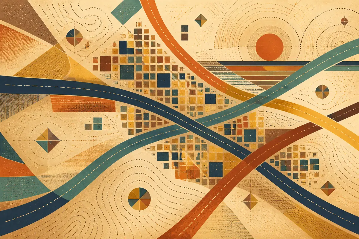 Abstract illustrated map composition for Duncanville, United States