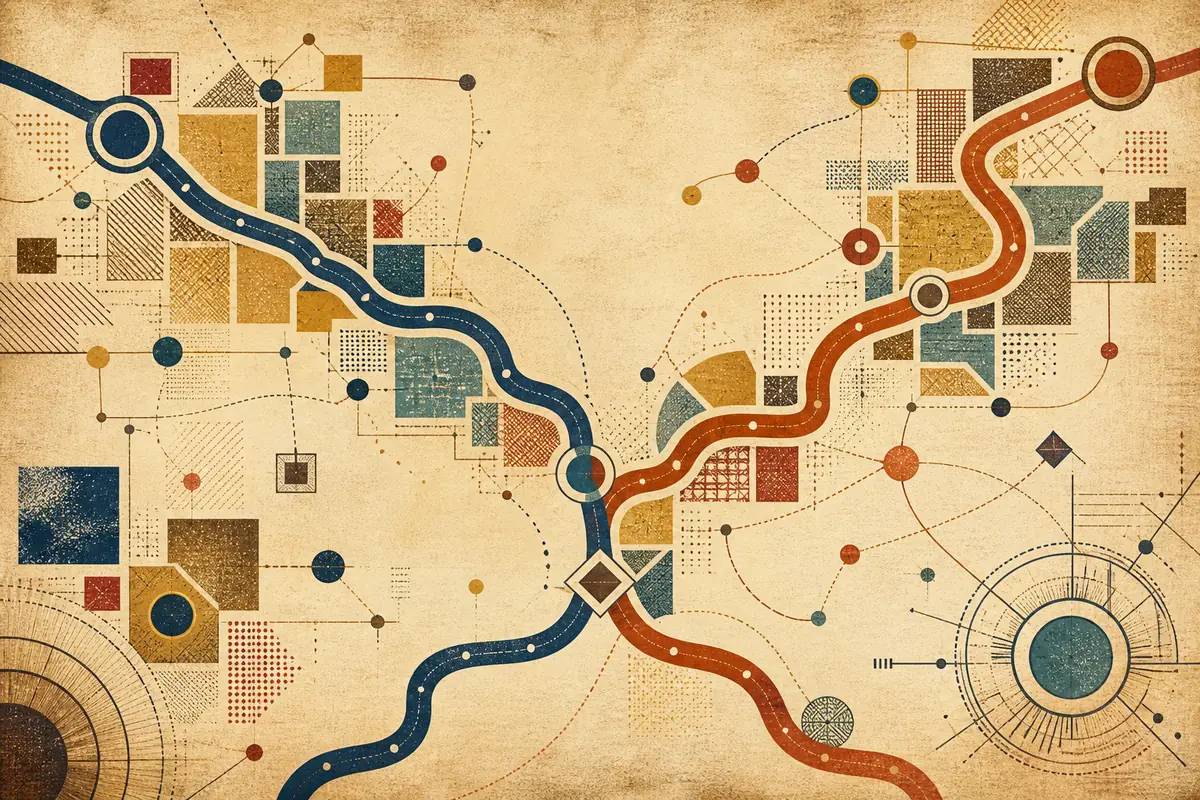 Abstract illustrated map composition for Dunwoody, United States