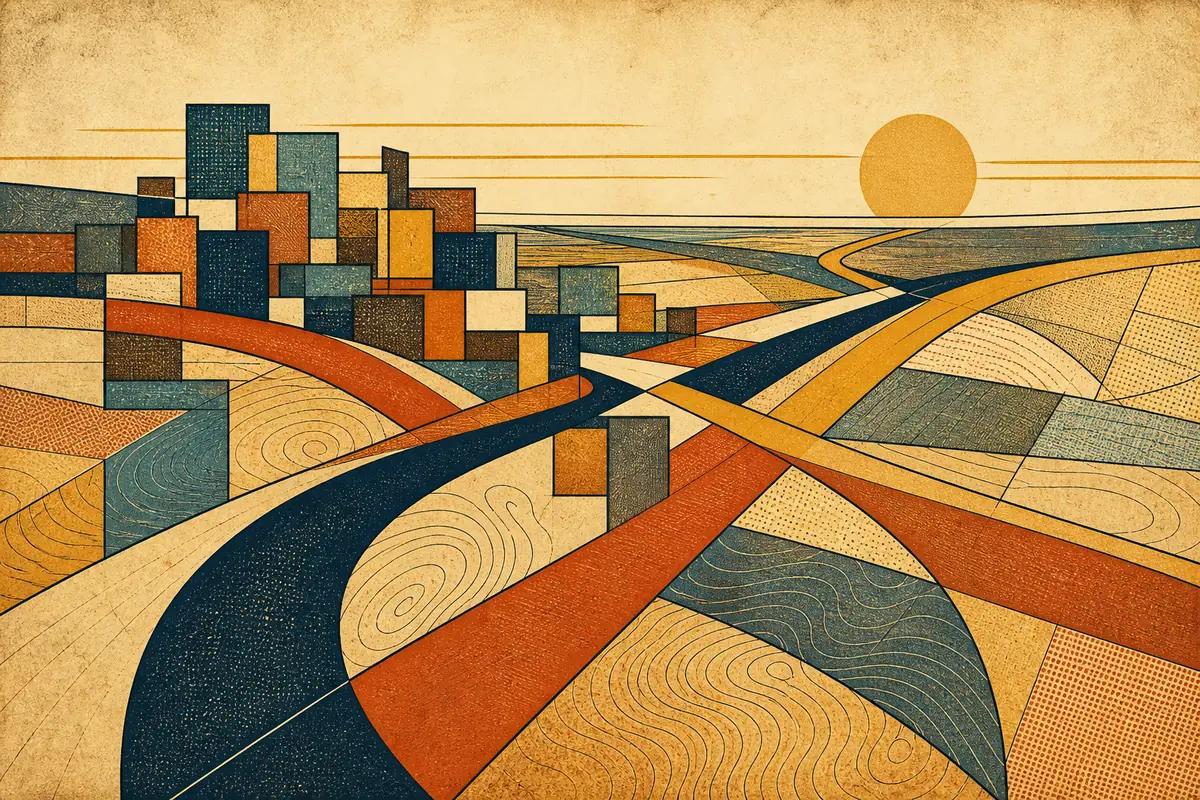 Abstract illustrated map composition for Durham, United States
