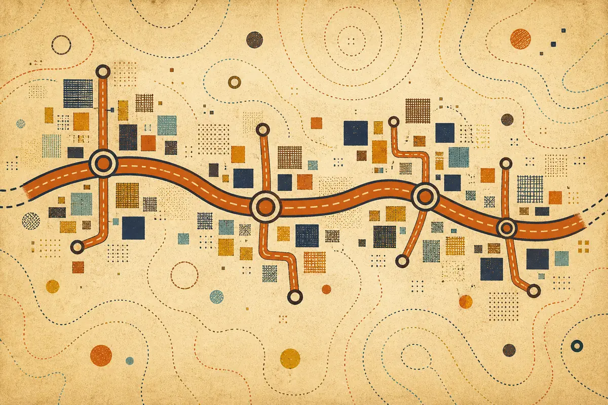 Abstract illustrated map composition for Eagle Mountain, United States