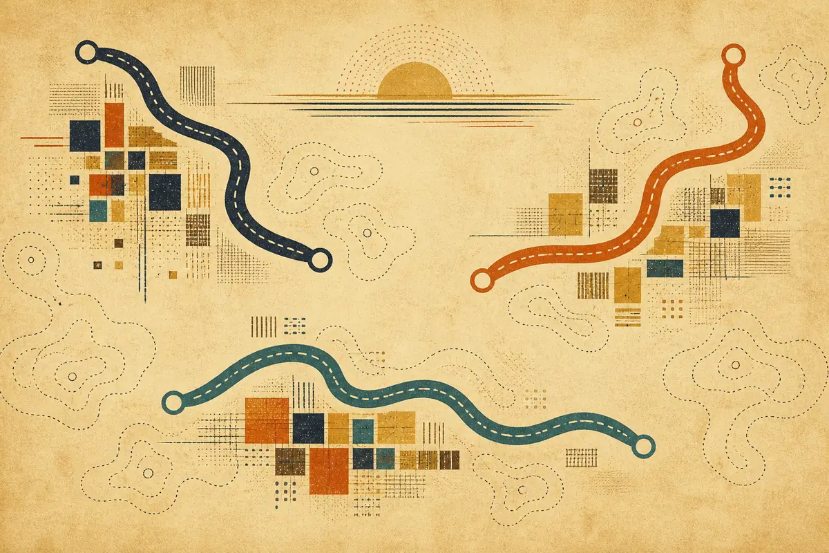Abstract illustrated map composition for East Brunswick, United States
