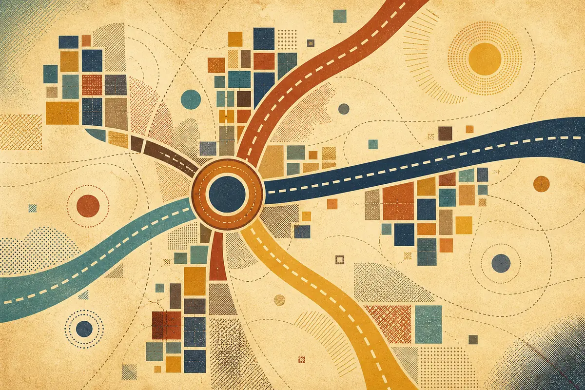 Abstract illustrated map composition for East Lake-Orient Park, United States