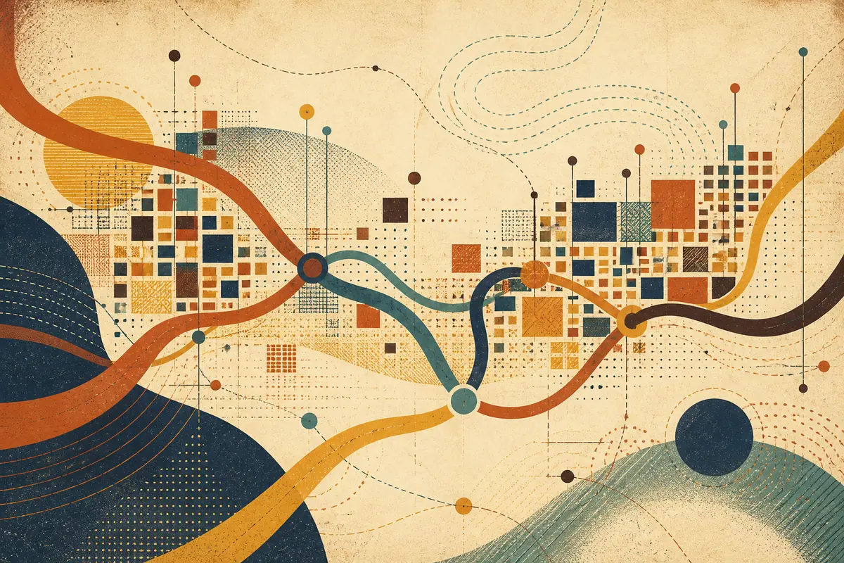 Abstract illustrated map composition for East Lansing, United States