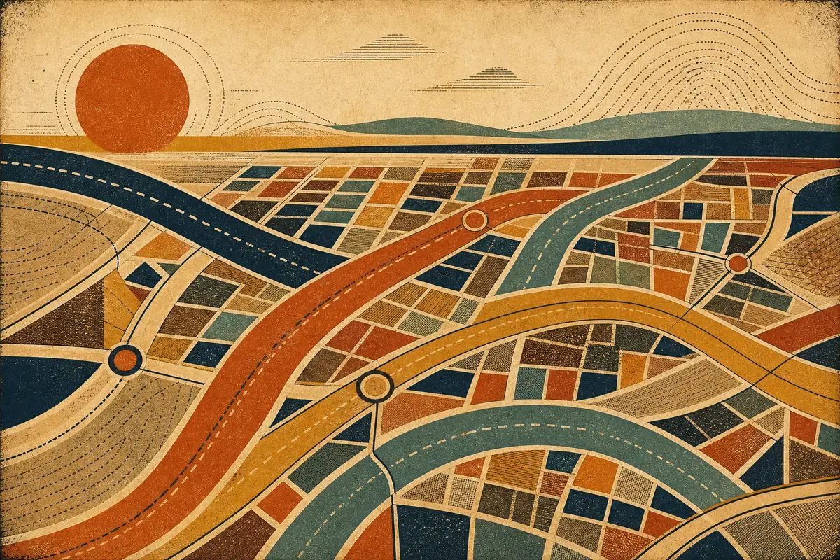 Abstract illustrated map composition for East Orange, United States