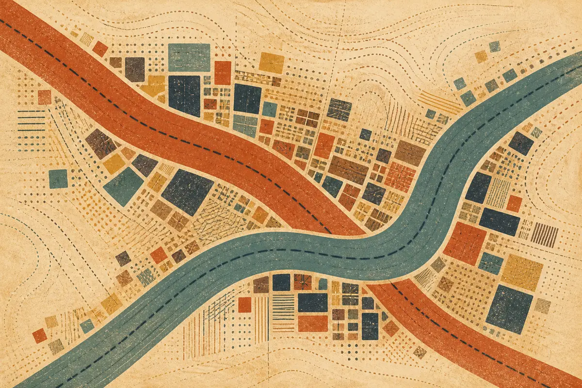 Abstract illustrated map composition for East Point, United States