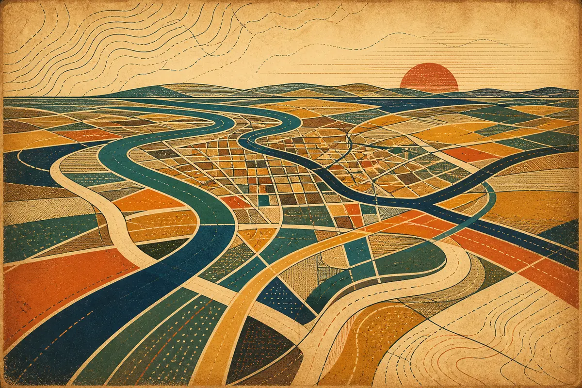 Abstract illustrated map composition for Eau Claire, United States