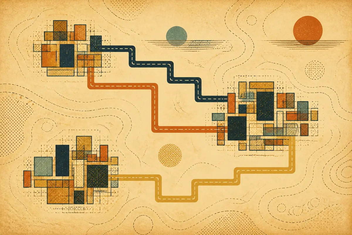 Abstract illustrated map composition for Edina, United States