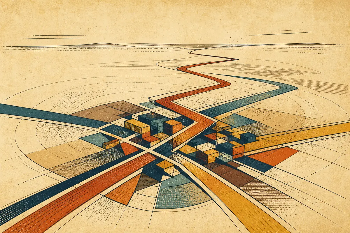 Abstract illustrated map composition for Edison, United States