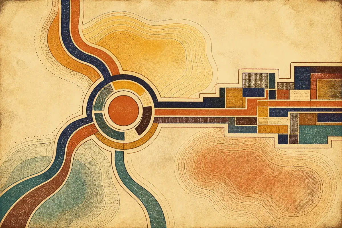 Abstract illustrated map composition for Edmond, United States