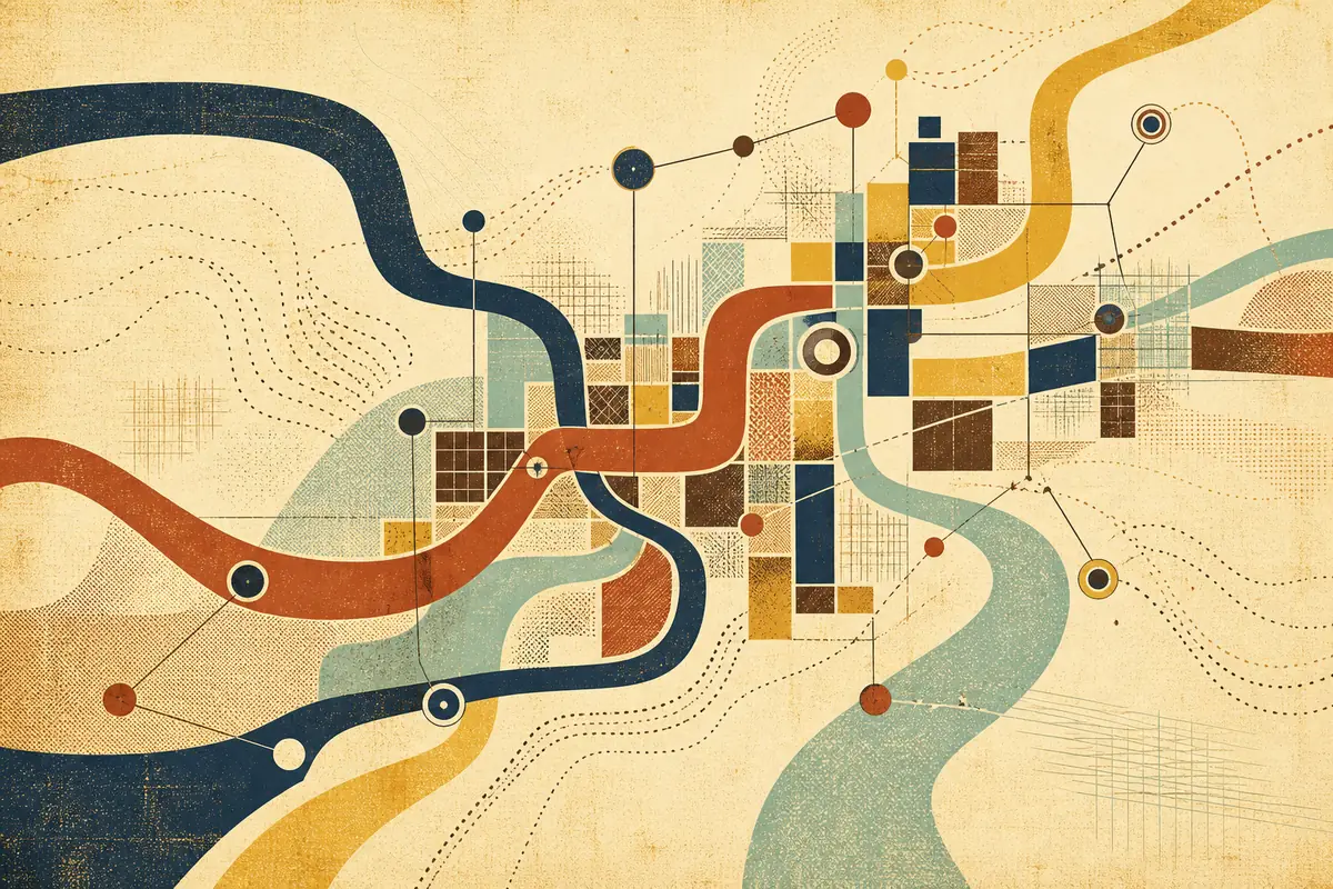 Abstract illustrated map composition for Edmonds, United States