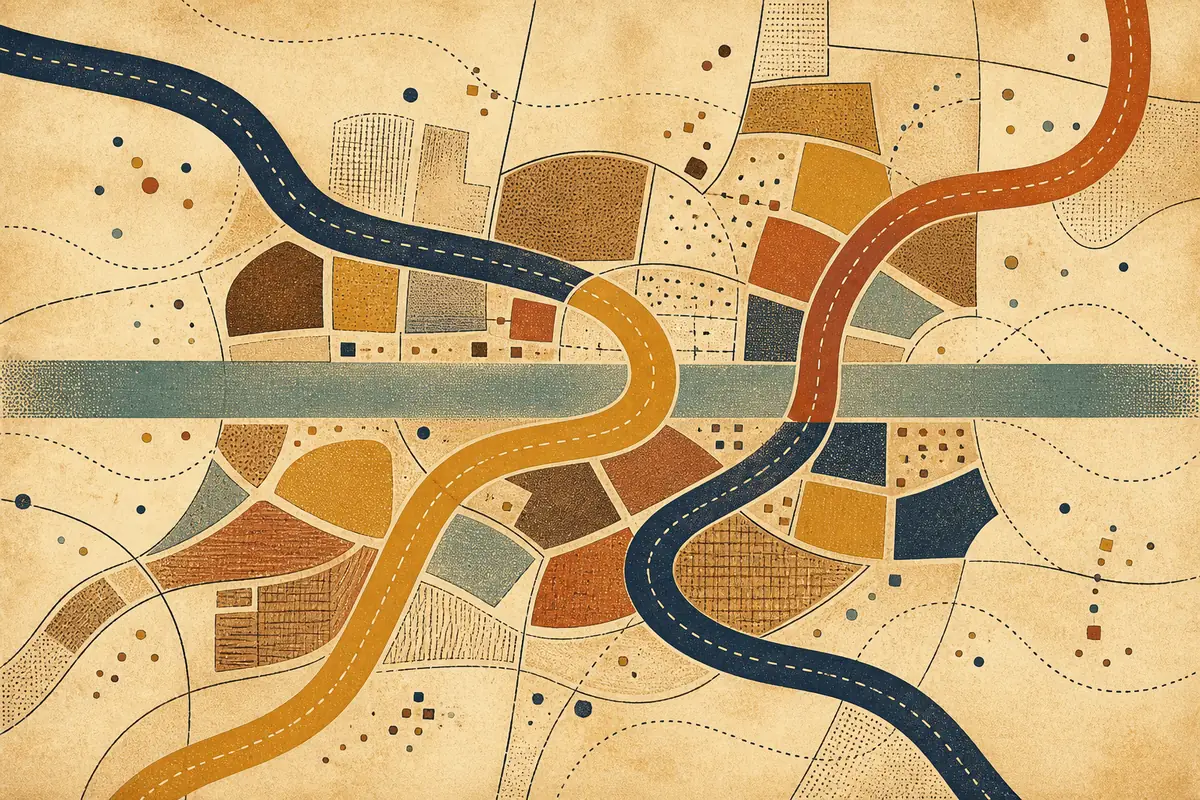 Abstract illustrated map composition for Egypt Lake-Leto, United States