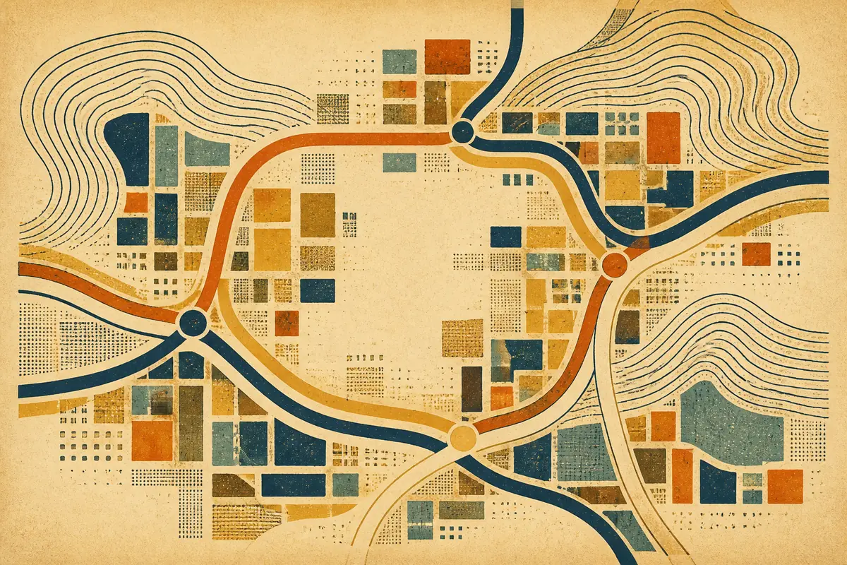 Abstract illustrated map composition for El Cajon, United States