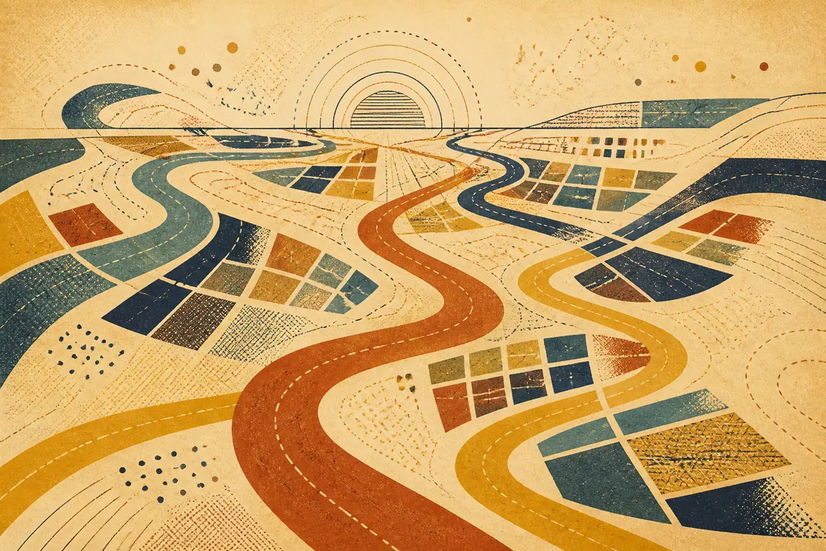 Abstract illustrated map composition for El Centro, United States