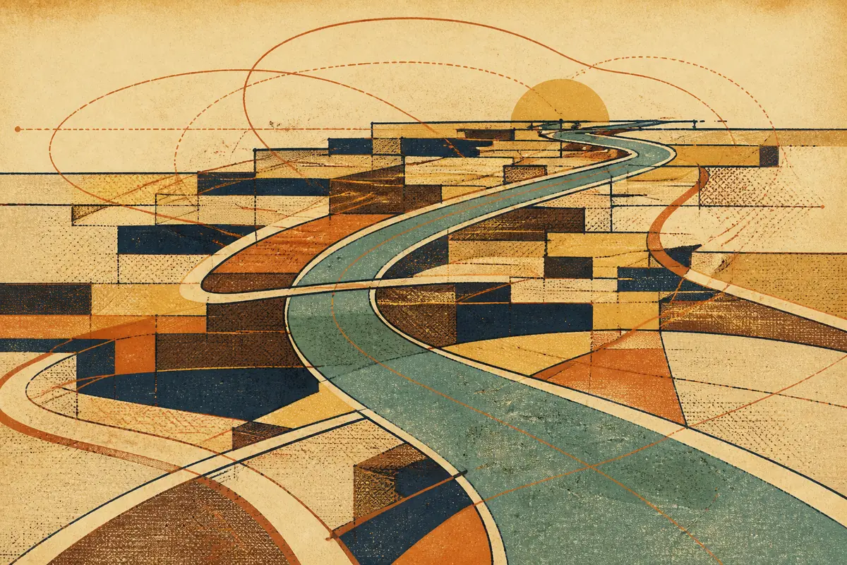 Abstract illustrated map composition for El Monte, United States