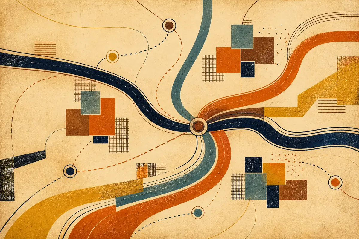 Abstract illustrated map composition for El Paso de Robles, United States