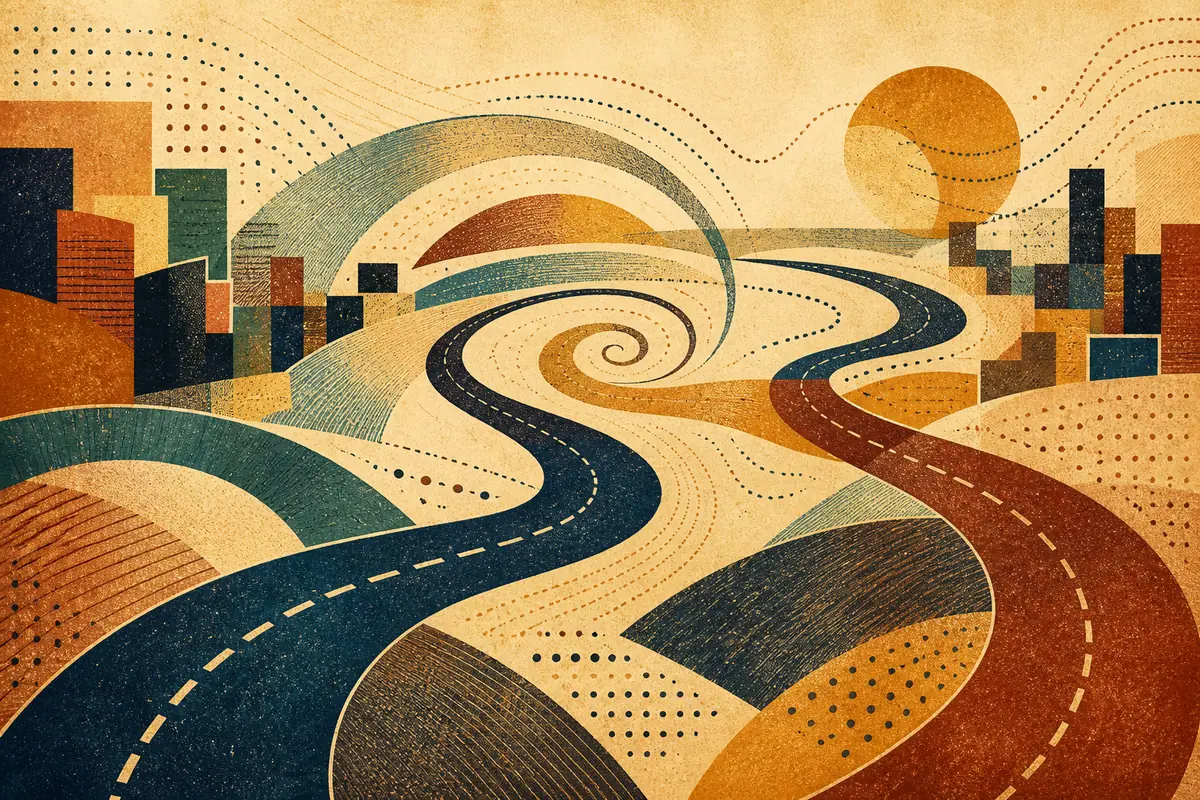 Abstract illustrated map composition for Eldersburg, United States