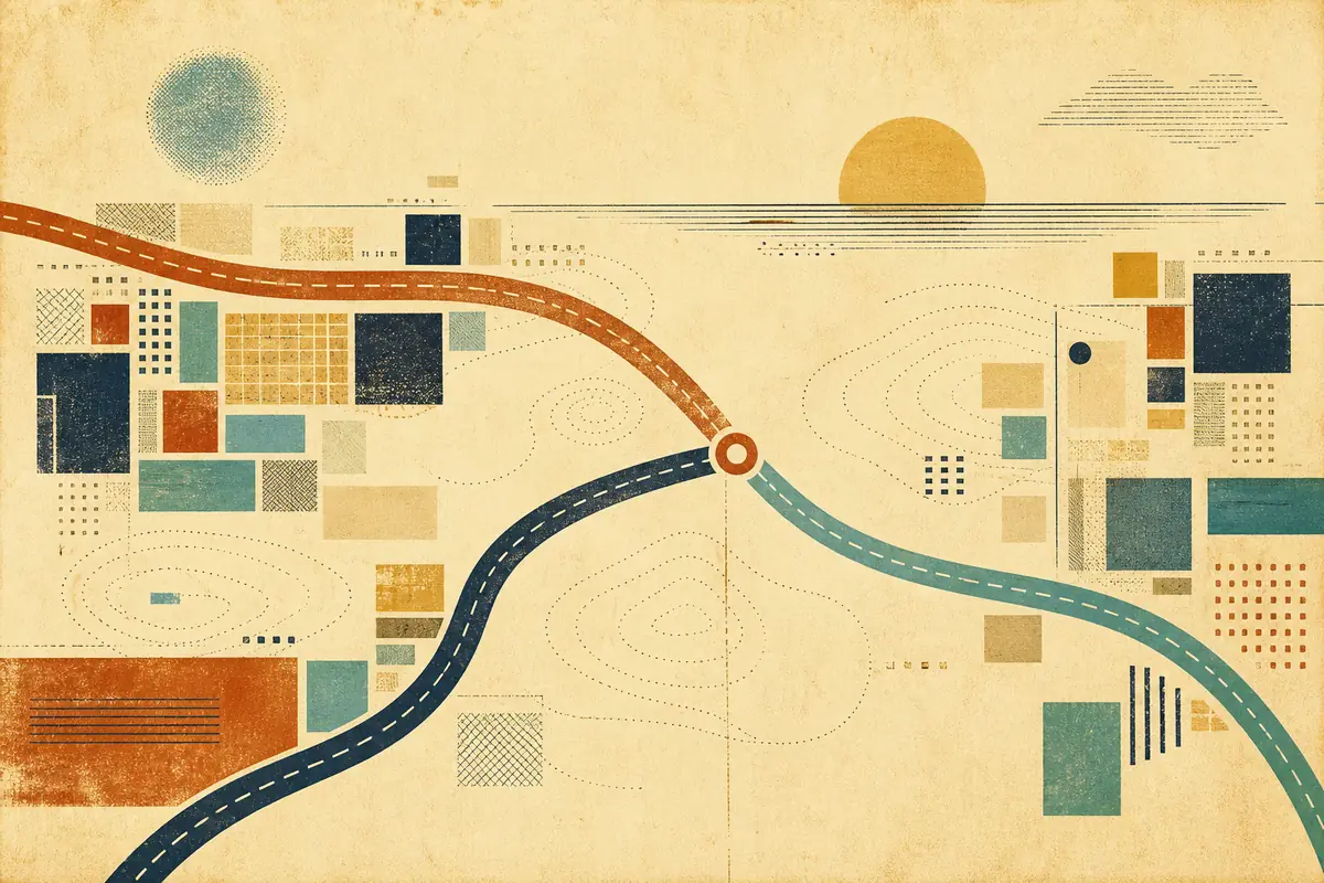 Abstract illustrated map composition for Elk Grove Village, United States