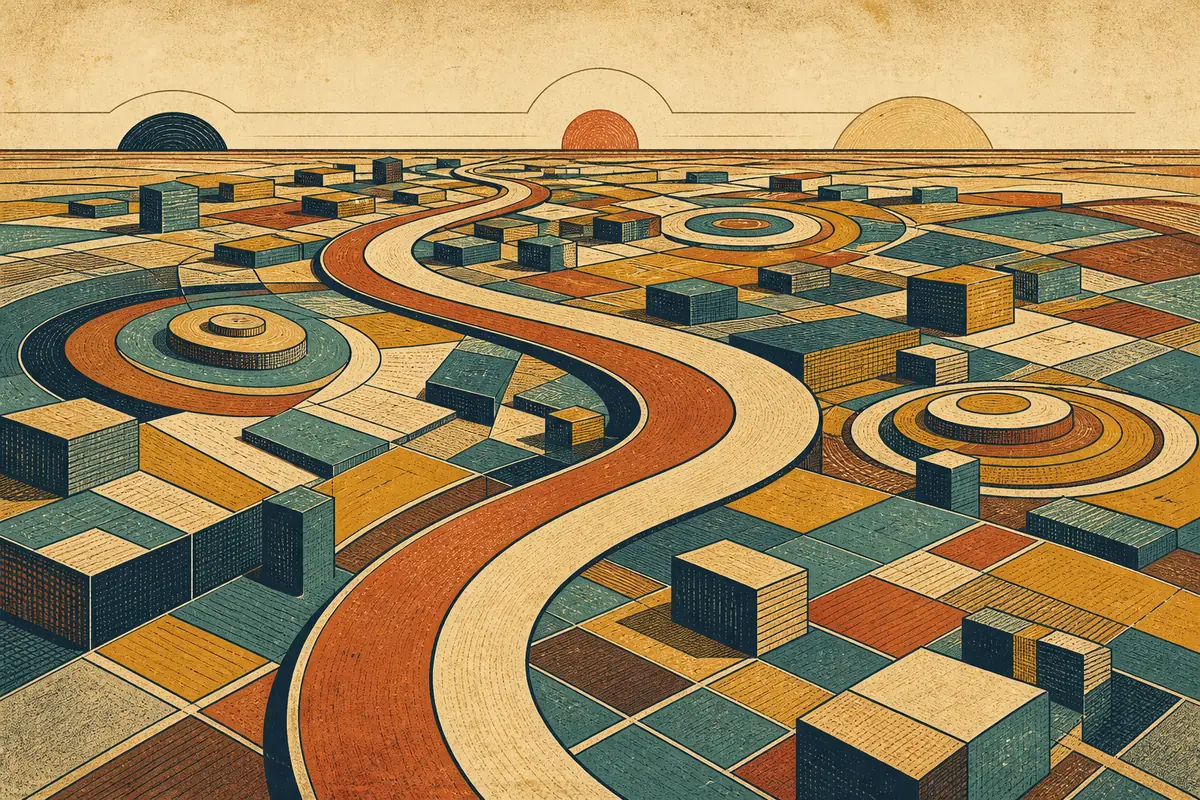 Abstract illustrated map composition for Elkhart, United States