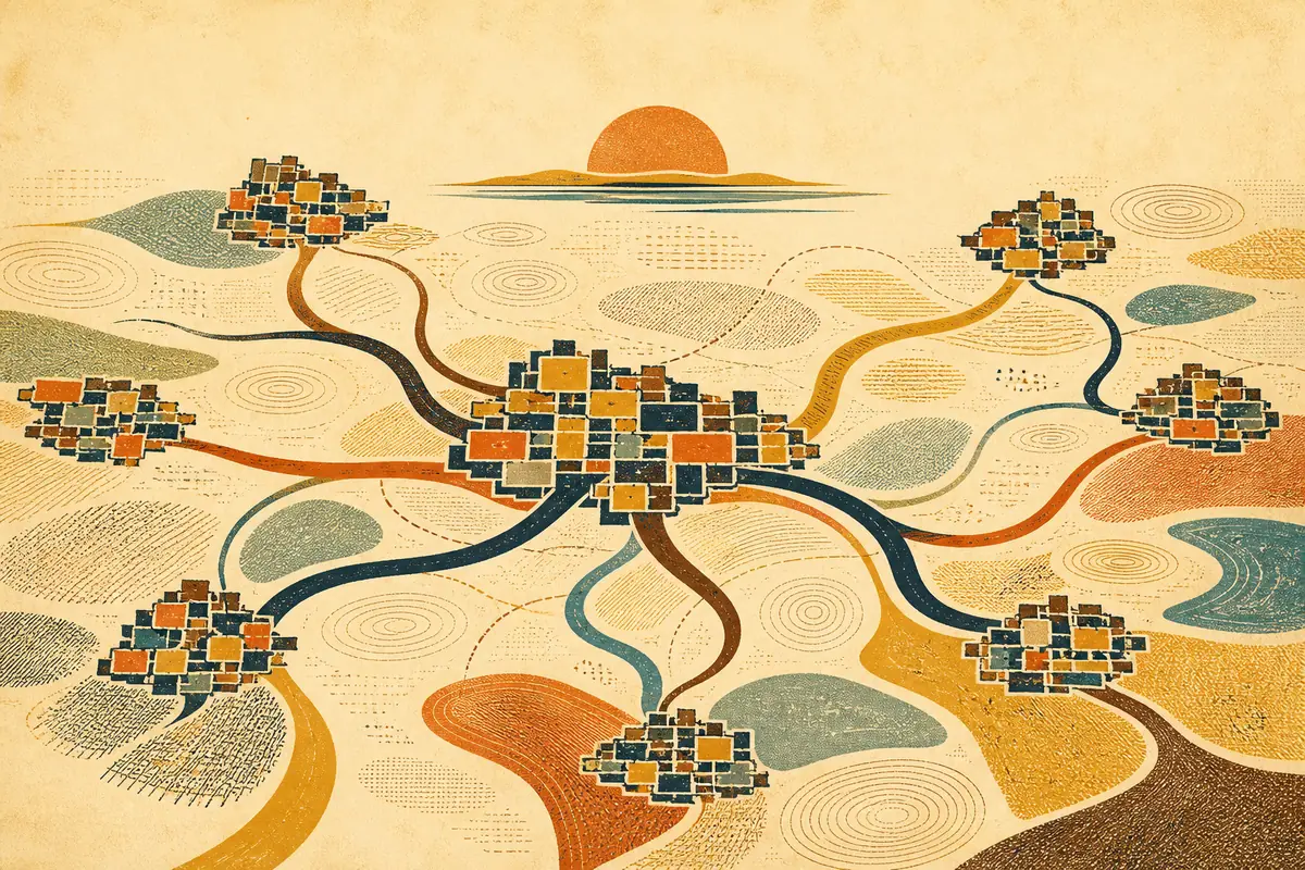 Abstract illustrated map composition for Ellicott City, United States