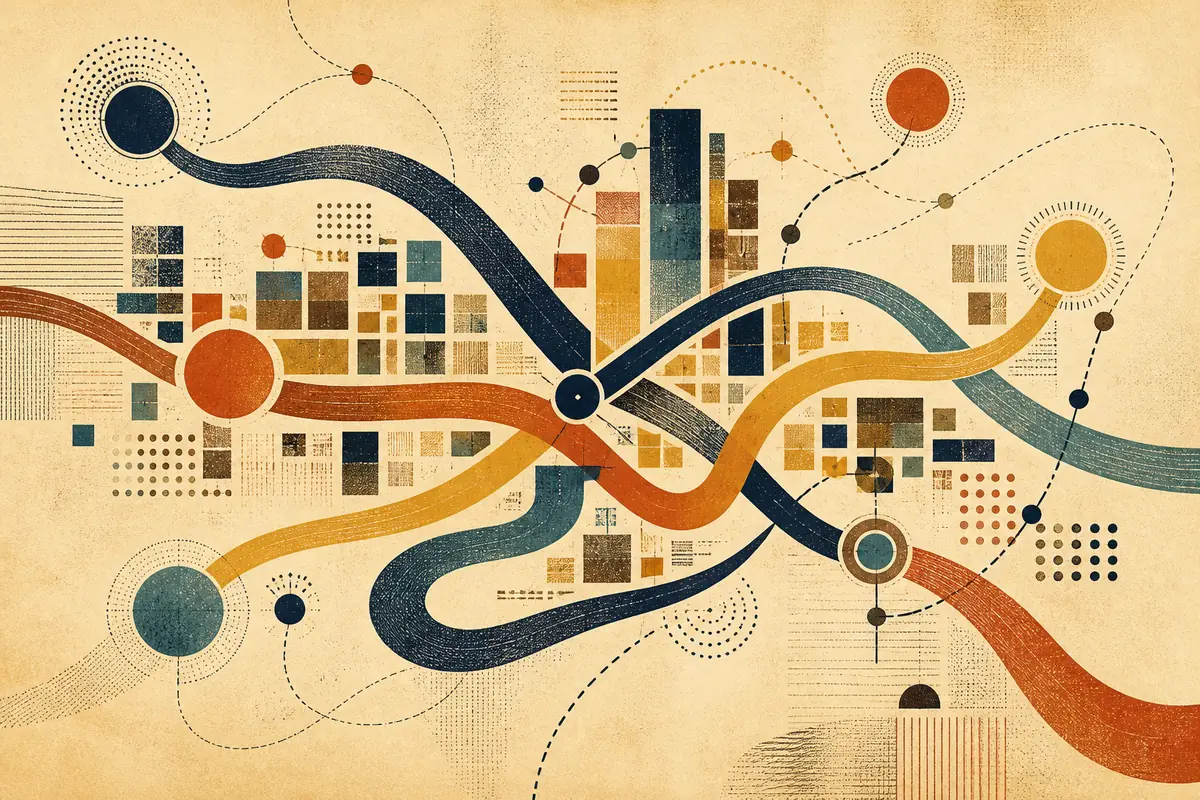 Abstract illustrated map composition for Elmhurst, United States