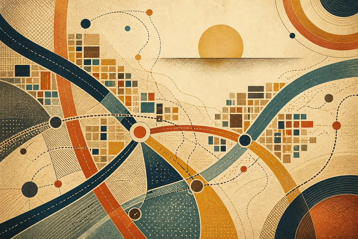 Abstract illustrated map composition for Elmont, United States