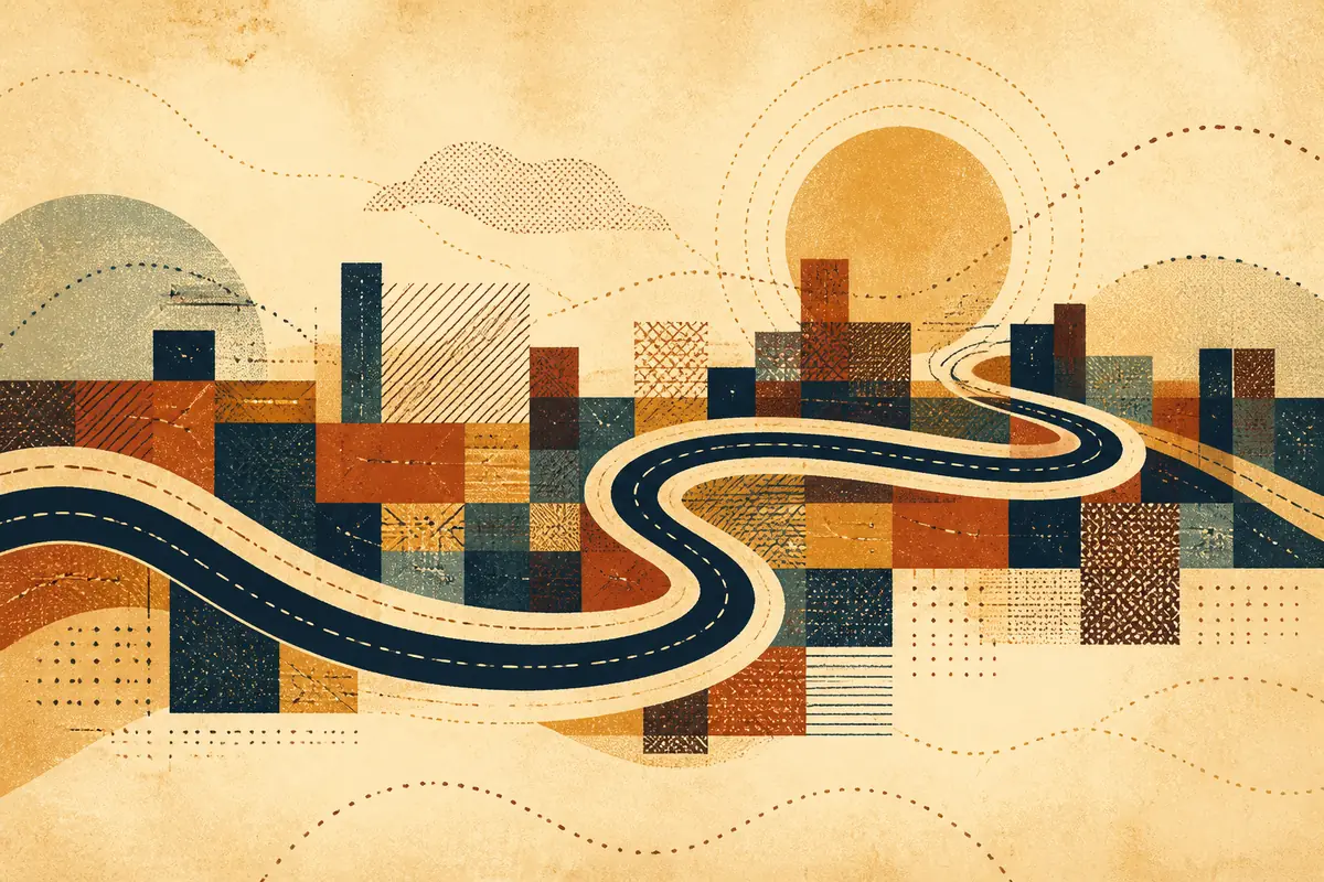 Abstract illustrated map composition for Englewood, United States