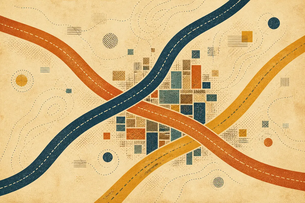 Abstract illustrated map composition for Enid, United States