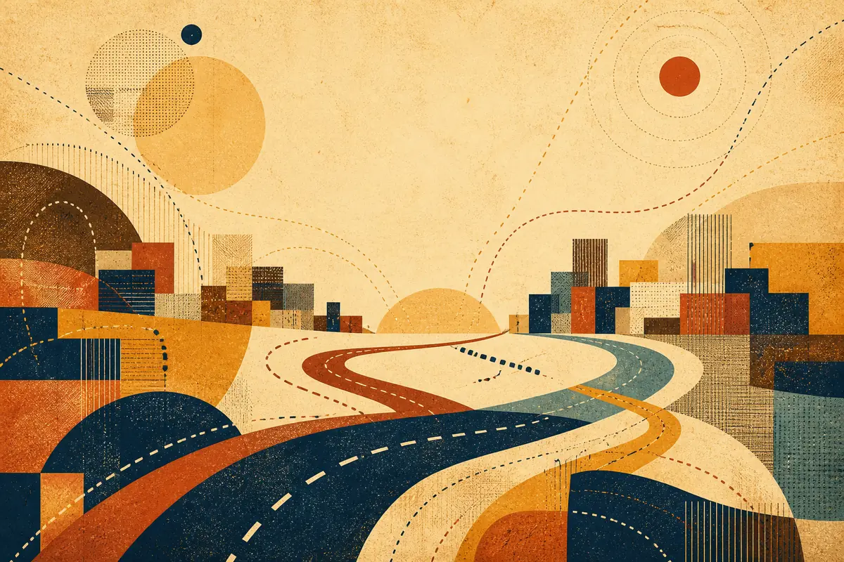 Abstract illustrated map composition for Enterprise, United States