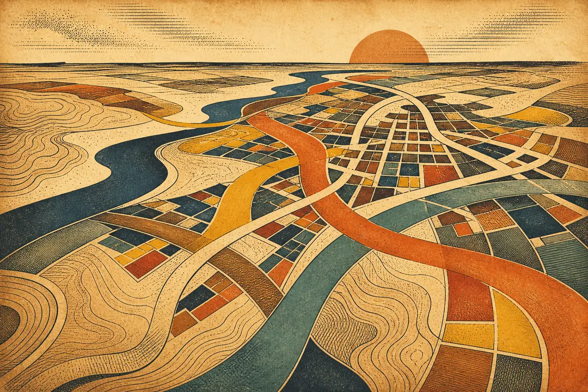 Abstract illustrated map composition for Erie, United States
