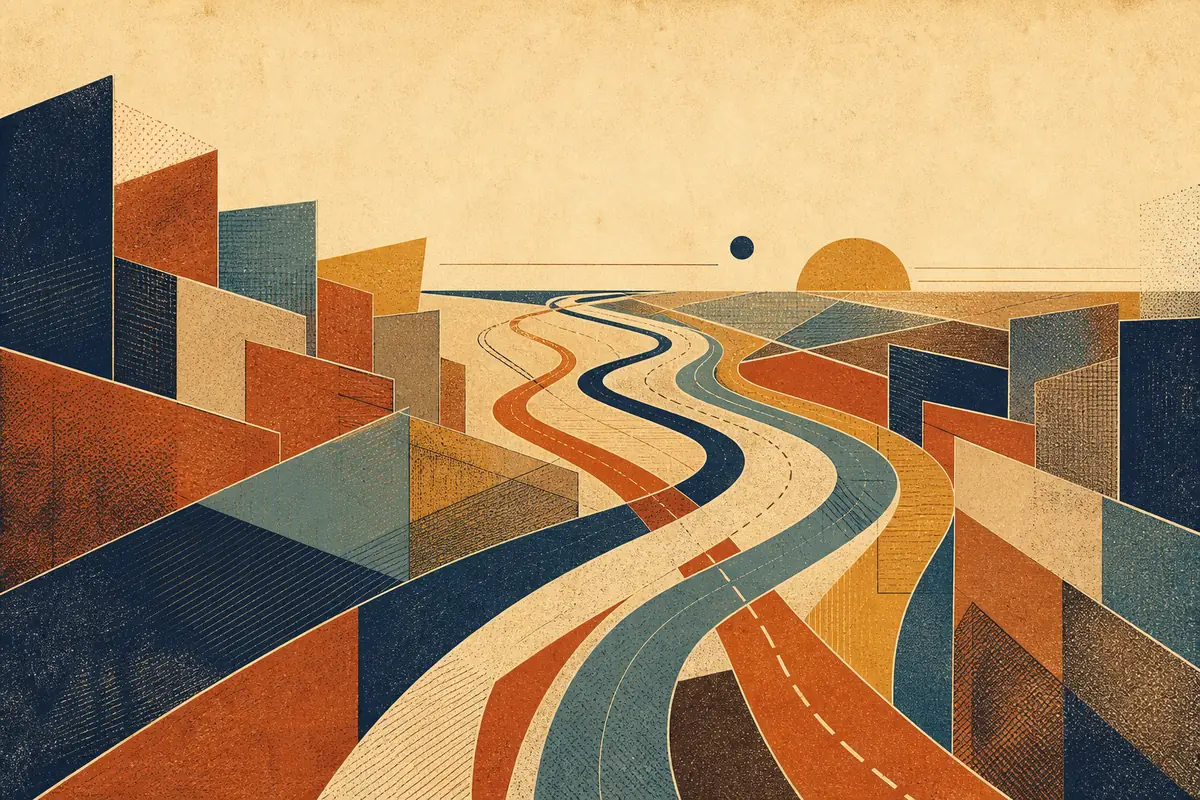 Abstract illustrated map composition for Escondido, United States