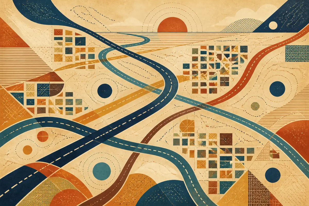 Abstract illustrated map composition for Estero, United States