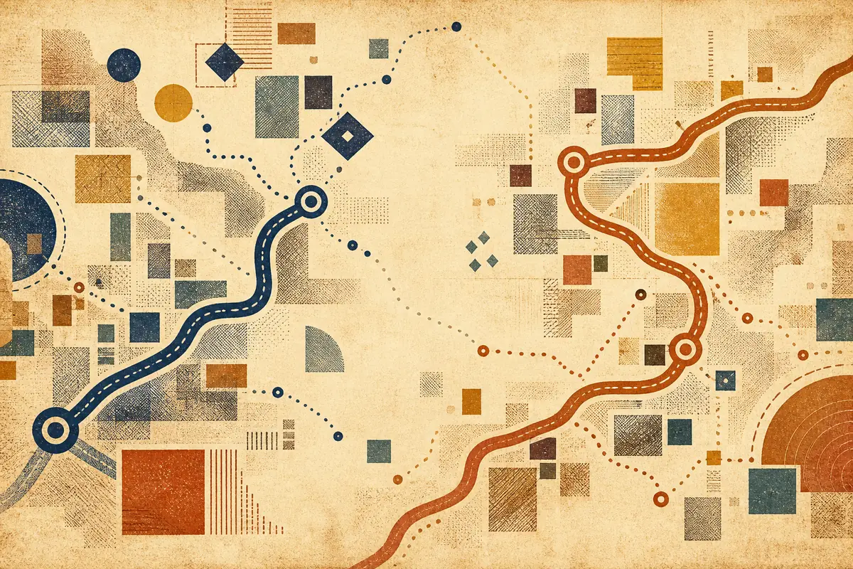 Abstract illustrated map composition for Euclid, United States