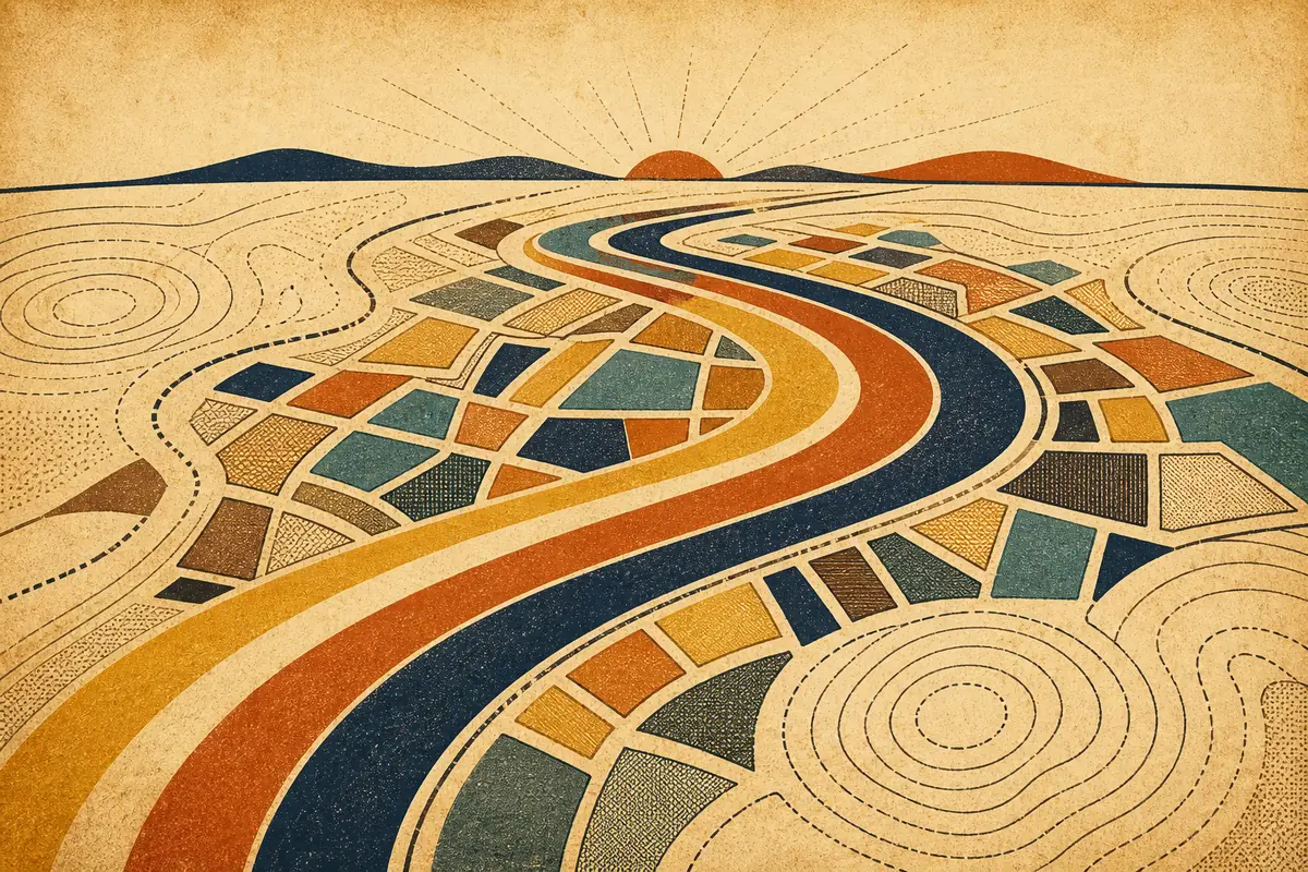 Abstract illustrated map composition for Evanston, United States