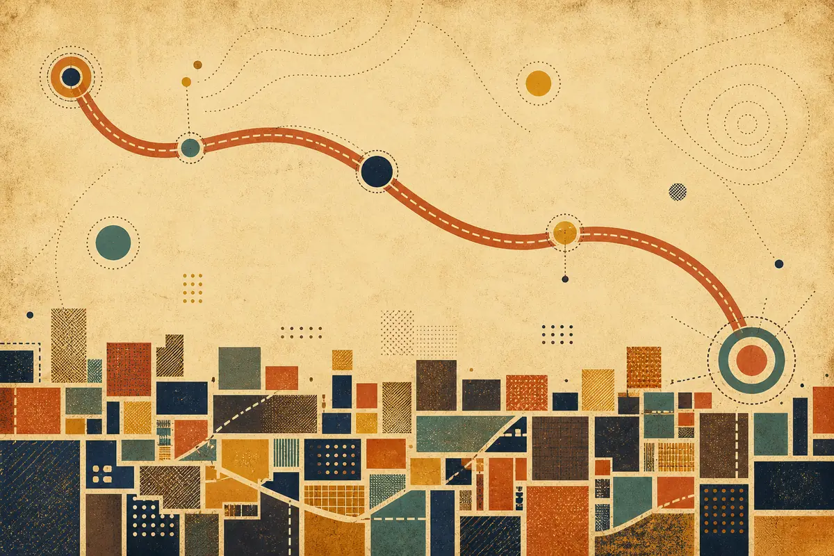 Abstract illustrated map composition for Everett, United States