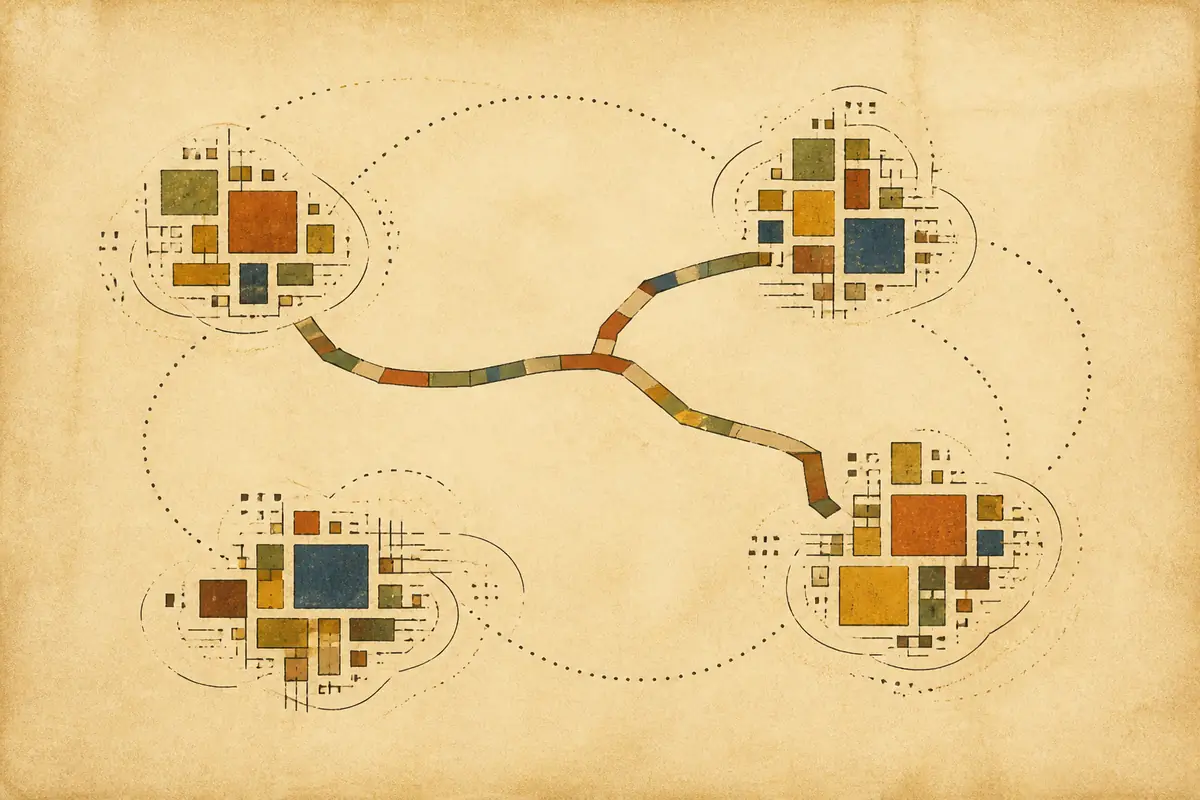 Abstract illustrated map composition for Everett, United States