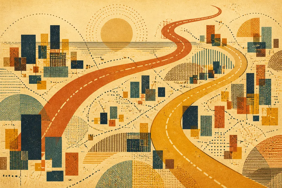 Abstract illustrated map composition for Ewing, United States