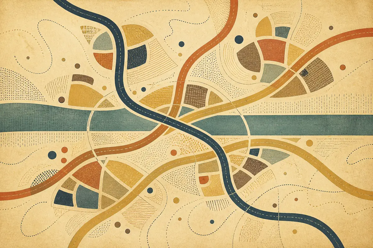 Abstract illustrated map composition for Fair Lawn, United States