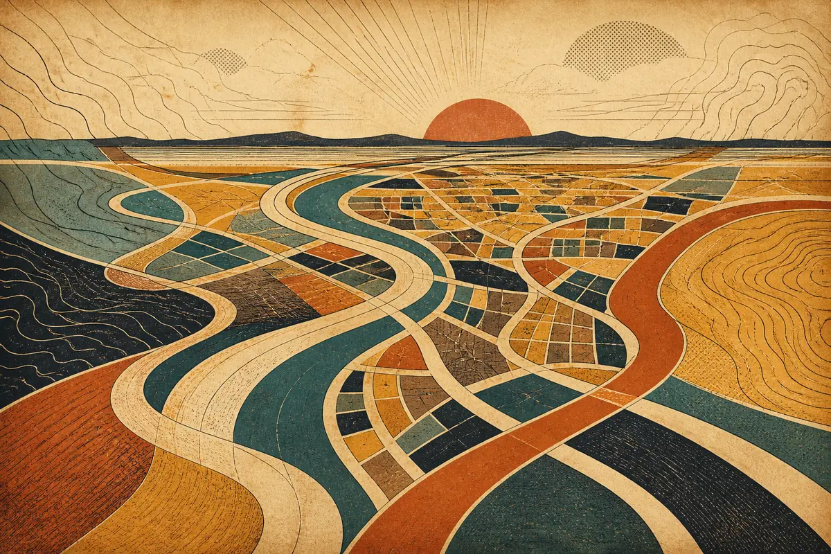 Abstract illustrated map composition for Fall River, United States