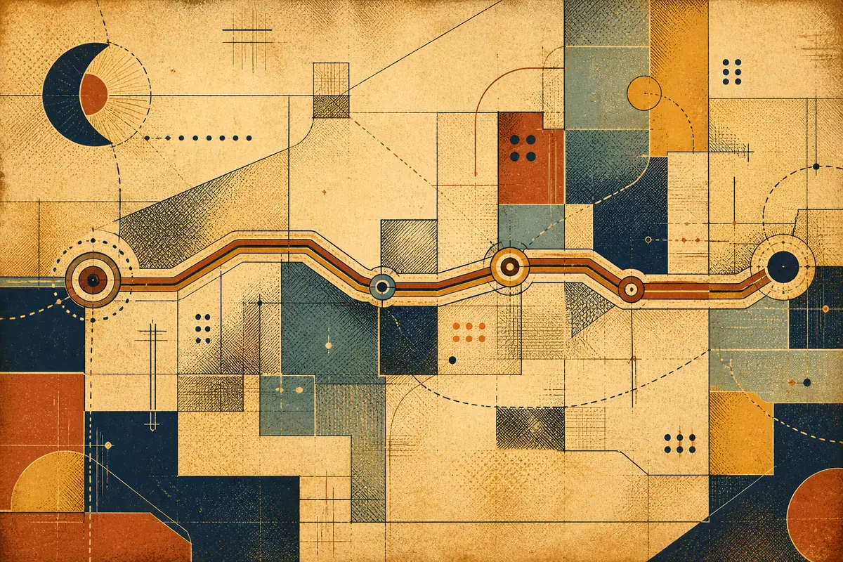 Abstract illustrated map composition for Farmington, United States