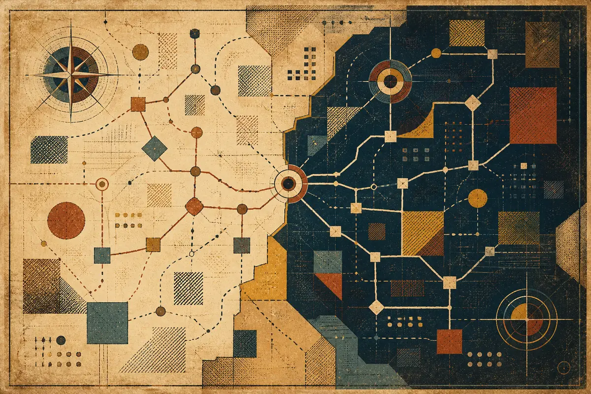 Abstract illustrated map composition for Ferry Pass, United States