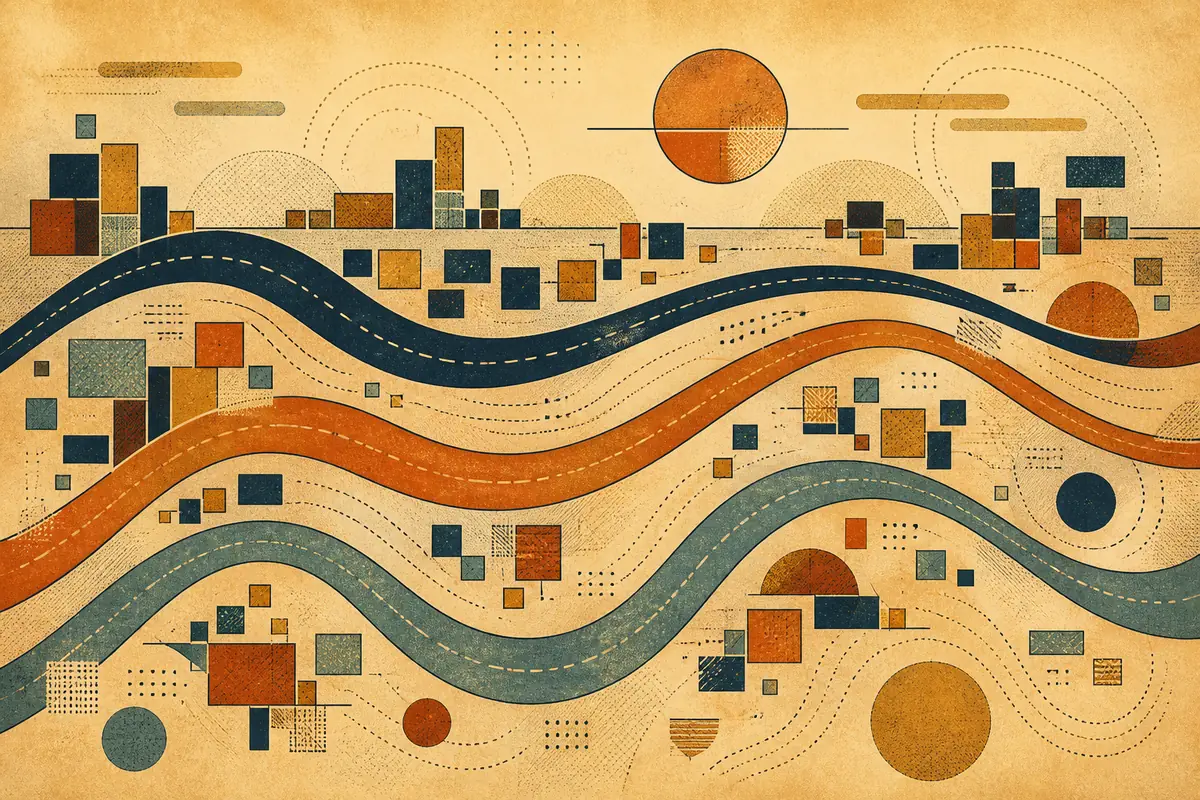Abstract illustrated map composition for Fitchburg, United States